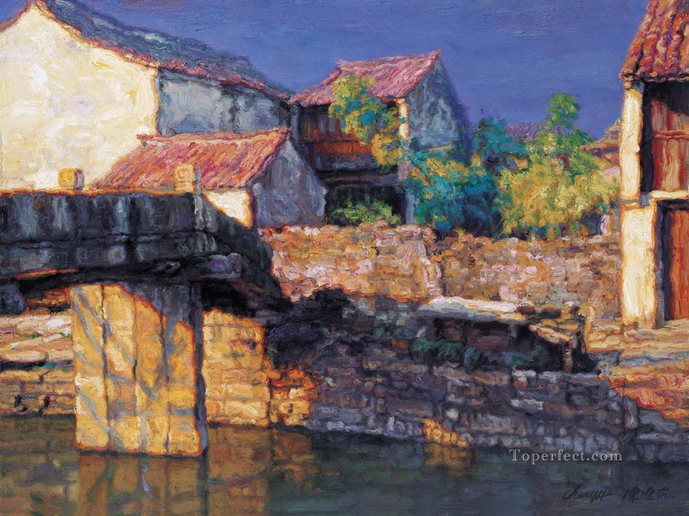 Water towns 1997 Chinese Chen Yifei Oil Paintings